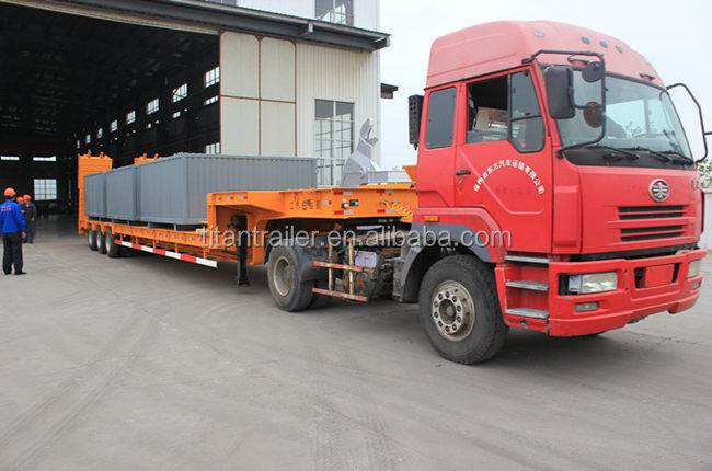 tri-axle 50 ton 60tons low bed semi trailer with hydraulic ramps