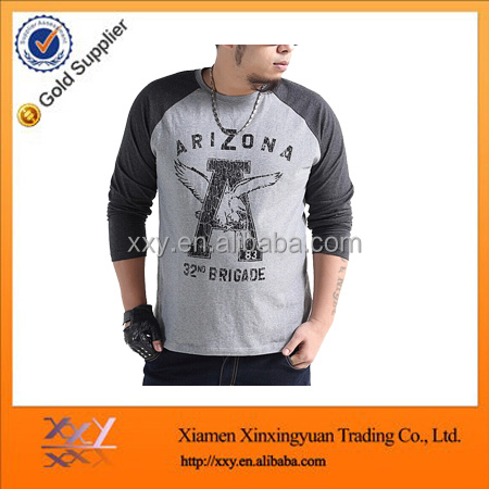 新しい印刷3/4ラグラン袖男性はtシャツ卸売仕入れ・メーカー・工場