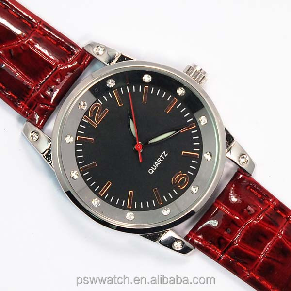 fashion polished leather luminous hands lady leather watches