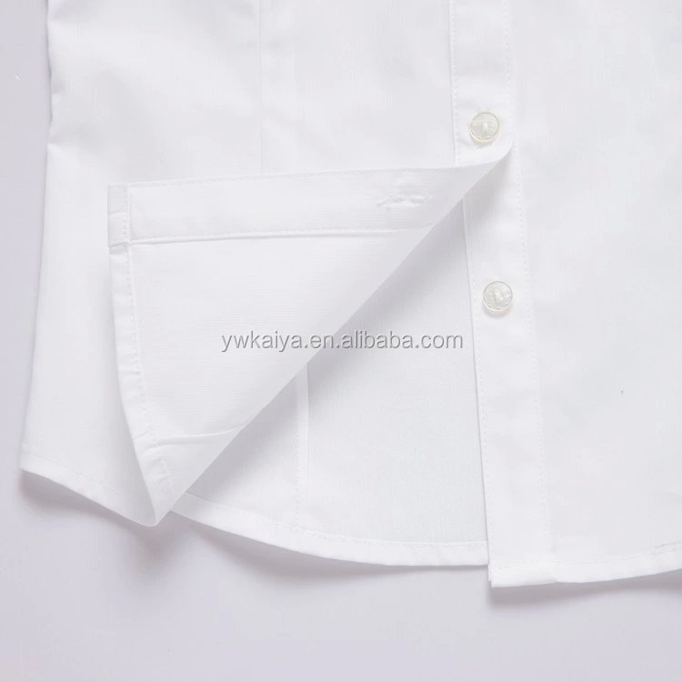 白純粋な綿の長袖学生学校用シャツ問屋・仕入れ・卸・卸売り