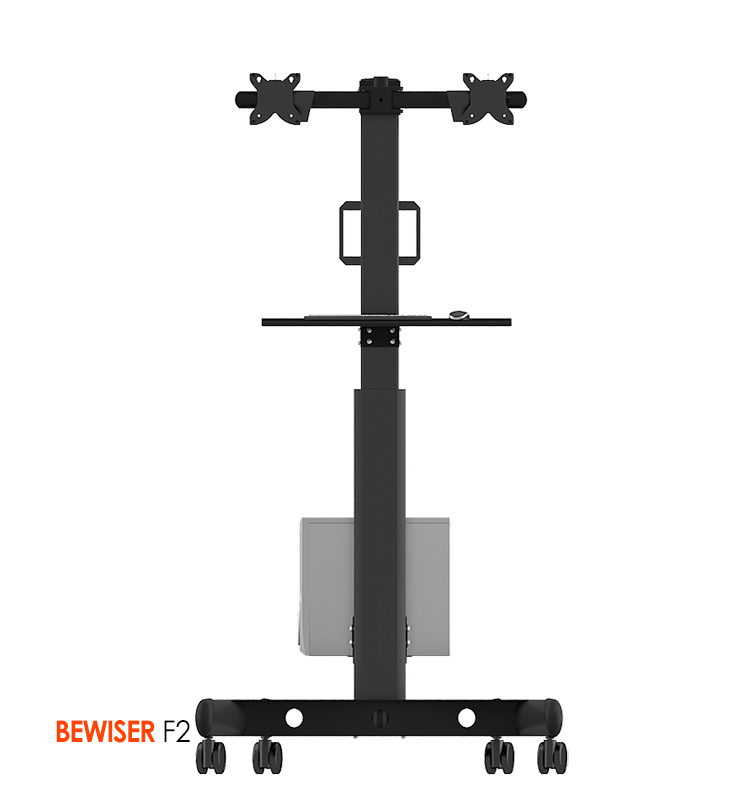 Two Monitor Stand With Casters,Alluminium Computer Monitor Arm Floor