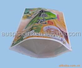 Free standing plastic coated aluminum foil tea bags with zipper