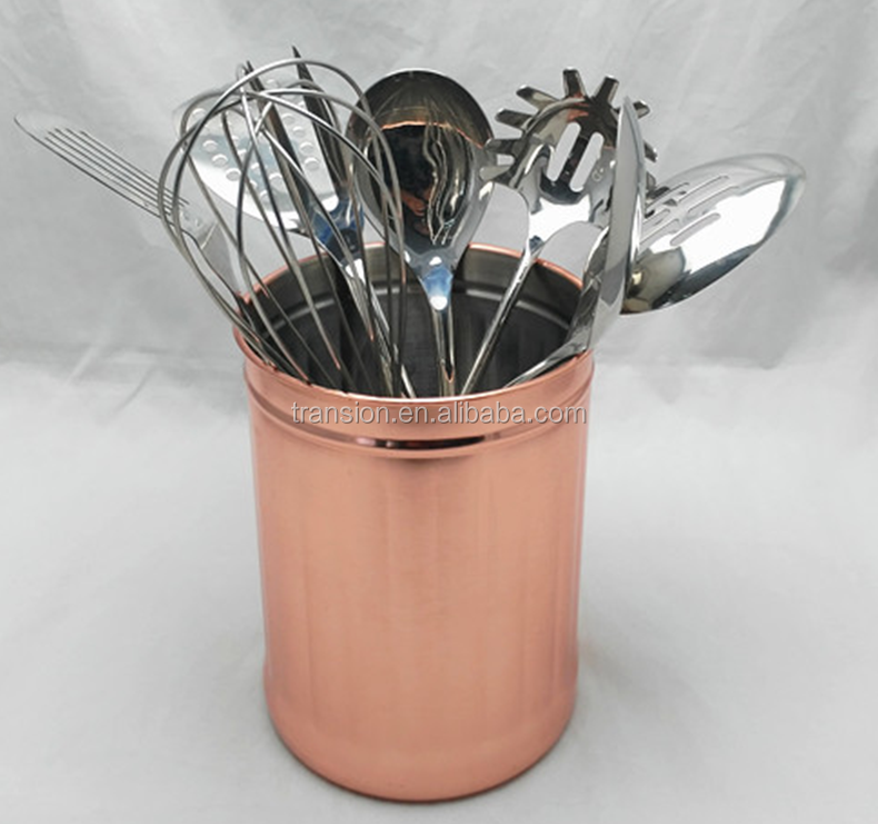 Large 1 Gallon Stainless Steel Utensil Holder Caddy Crock To