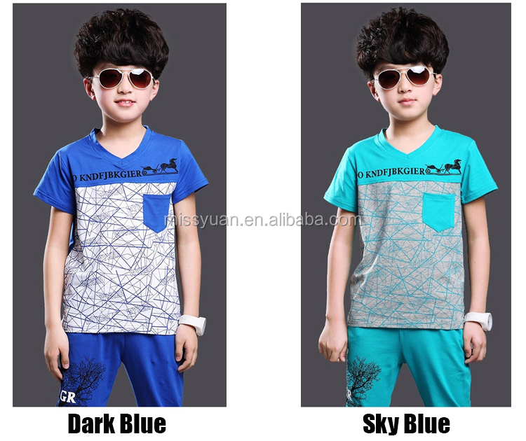 ファッション最高品質2015v- ネックショートsleeve100%少年t- シャツの服のスーツ仕入れ・メーカー・工場