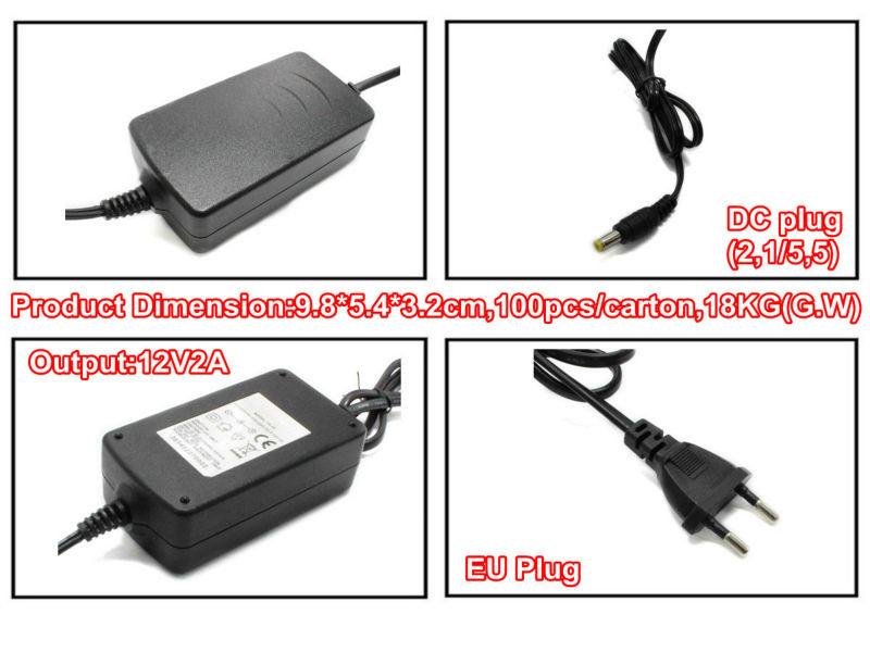 Dc12v2aac100v-240vにデスクトップスイッチング電源アダプタeuのプラグを持つcctv用やledストリップ照明問屋・仕入れ・卸・卸売り