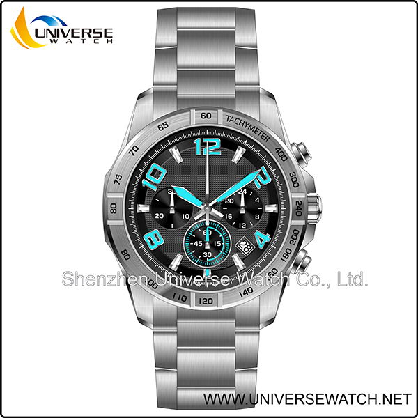 tachymeter bezel brushed stainless steel mens watche