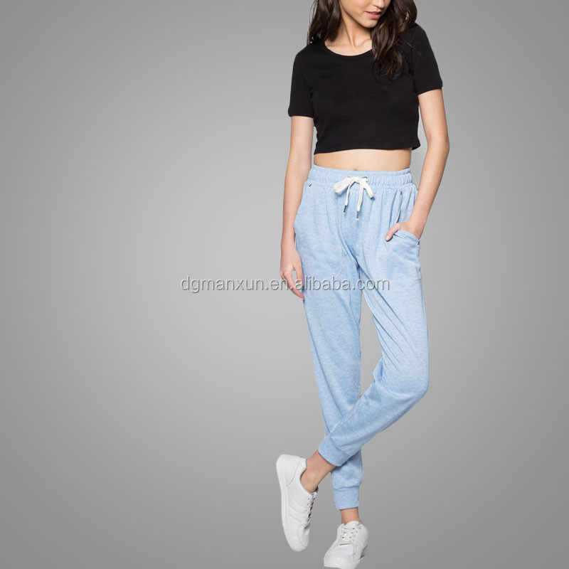 Chinese alibaba Custom jogger pants womens grey 100 cotton sweatpants