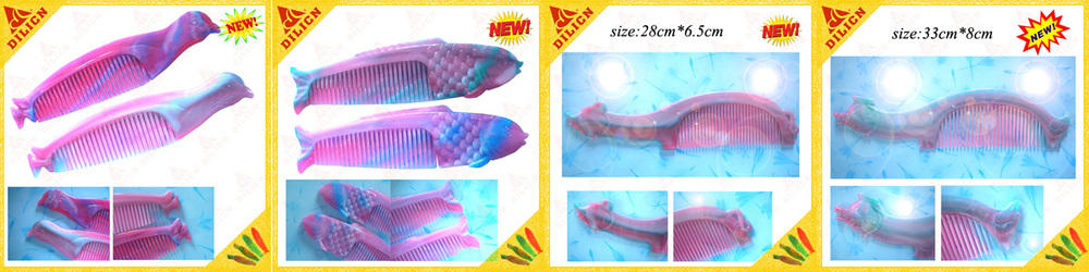 新しいデザインの魚の形のヘアコームプラスチック櫛問屋・仕入れ・卸・卸売り