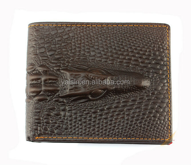茶色の革靴の男性財布wac3330をカスタマイズする、 ヘッドのワニ革の財布仕入れ・メーカー・工場