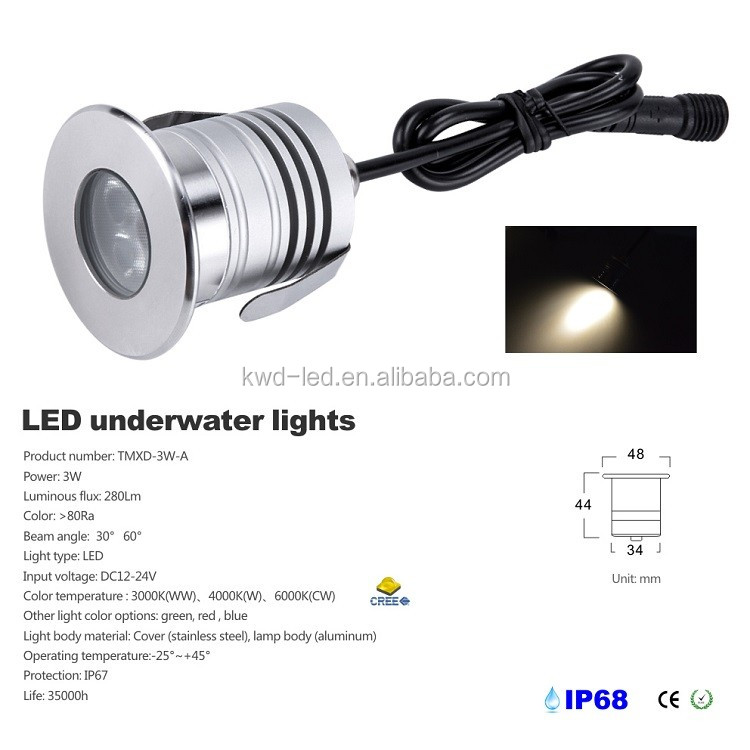 ミニ12ボルト24ボルト3ワット防水屋外水中ip68 ledプールライト仕入れ・メーカー・工場