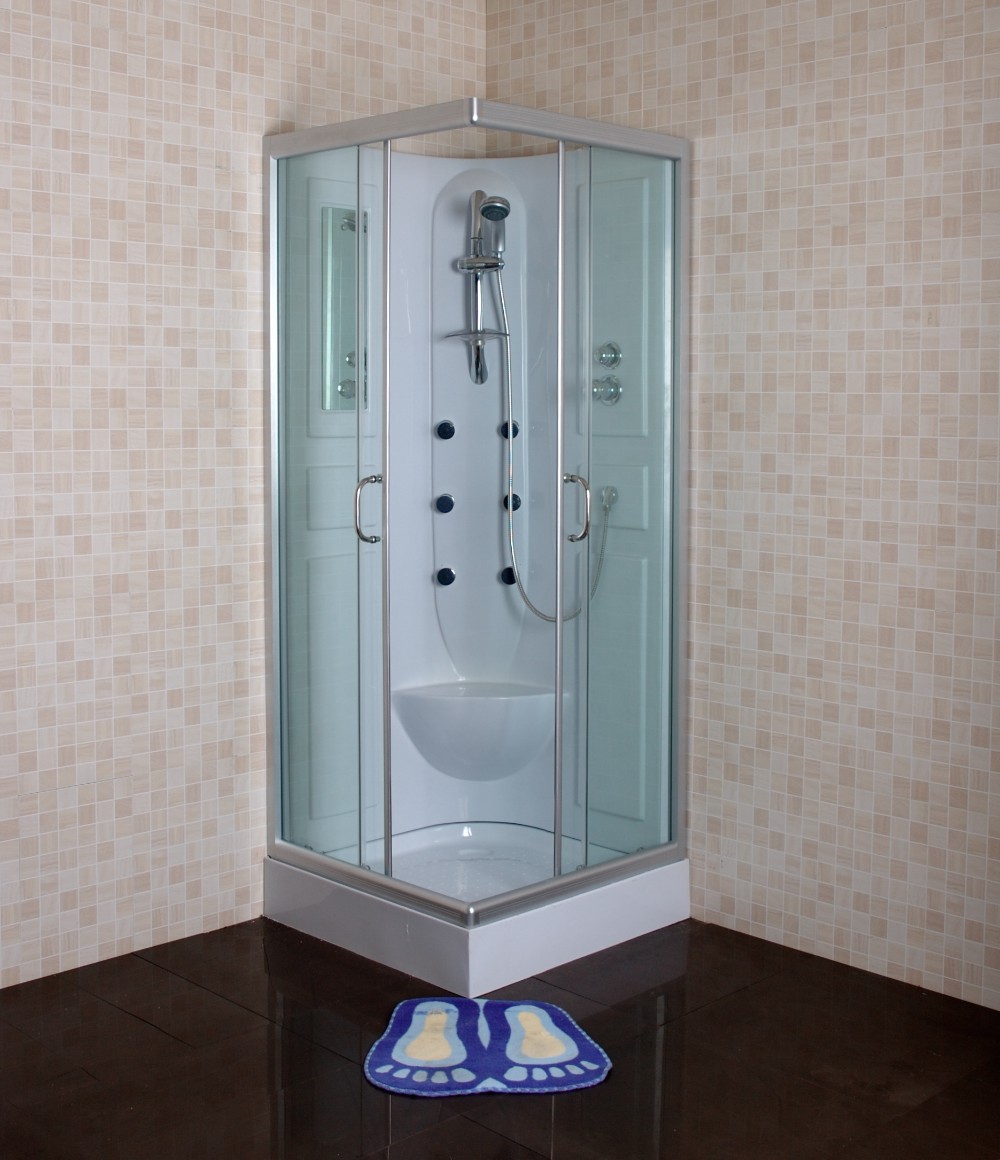 China Free Standing Shower Cabin With Double Glass Shower Doors
