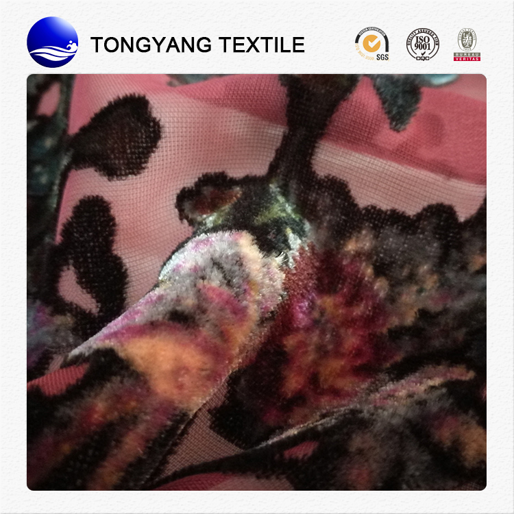 alibaba china print burnout 100% polyester velvet fabric Hot sales
