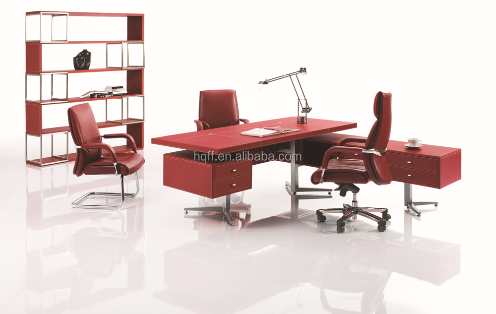赤い革のテーブルのための幹部mt-07/puカバー執行テーブルステンレスフレームmdfのオフィスのテーブル仕入れ・メーカー・工場