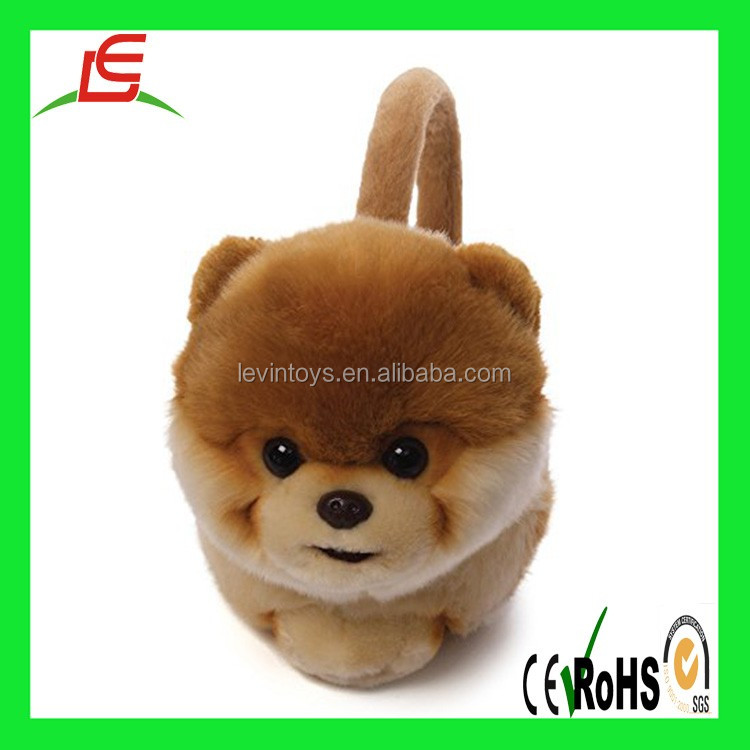 brown cute dog stuffed animal earmuffs for kids size