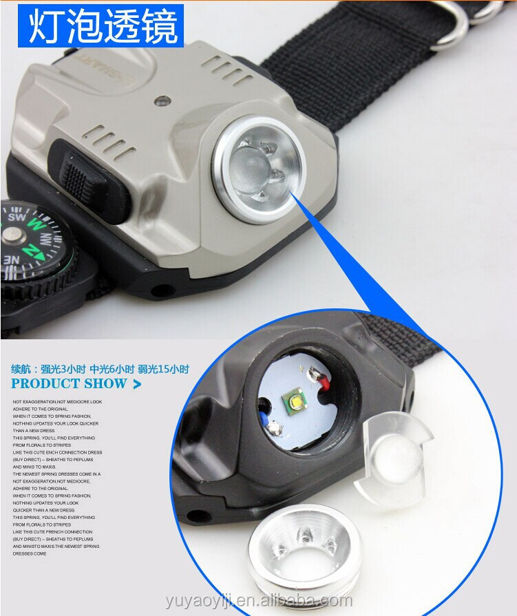 新しいスタイルのナイトランニング2015機器ledライト懐中電灯腕時計グレア照明仕入れ・メーカー・工場
