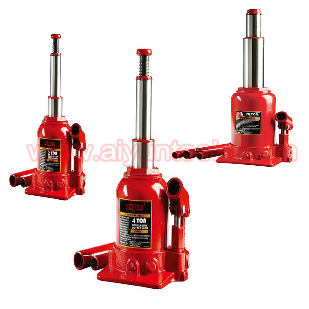 2t/4t Hydraulic Bottle Jack,Both Burl,Two Stage Bottle Jack Double Ram
