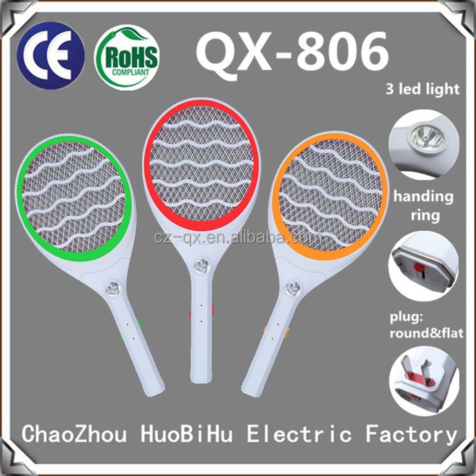 Qx806-3高品質電気蚊のラケットでハンドルバッテリー800ma3ledライト充電式電気蚊のキラーランプ問屋・仕入れ・卸・卸売り