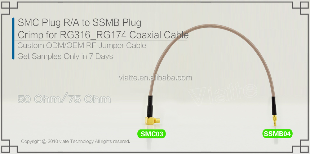 Smcメスr/aへssmbオス圧着rg316_rg174用同軸ケーブルのコネクター仕入れ・メーカー・工場