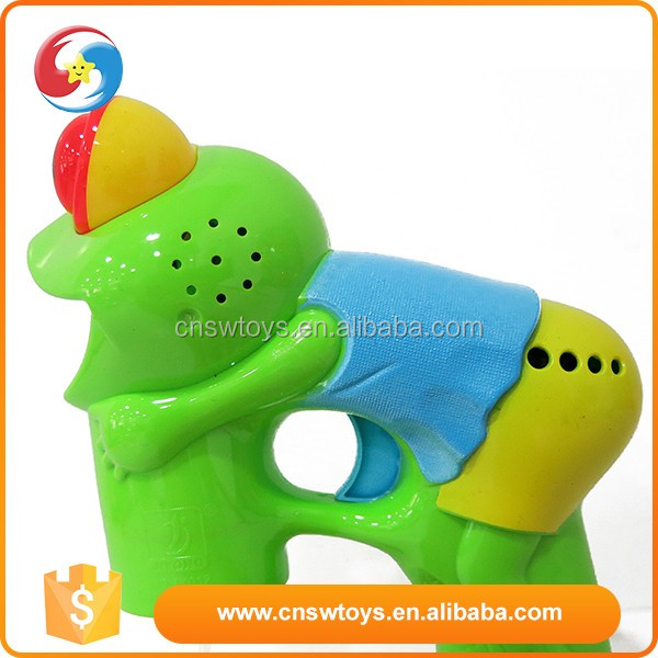 Plastic b/o cartoon animal frog bubbles gun toy with light and music
