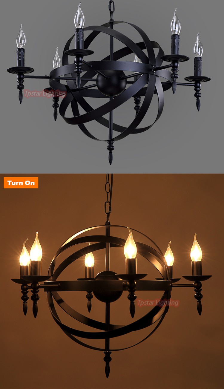 Loft hanglamp retro amerikaanse industriële zwart ijzer ronde ...