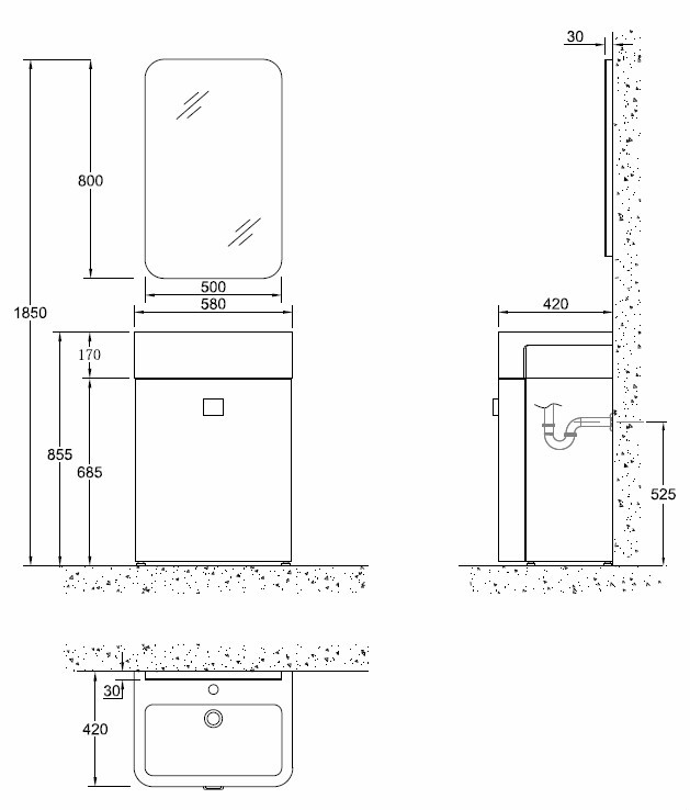 スタイリッシュ壁- 取り付けられた浴室用壁ハングv53907k-w木製家具黒仕入れ・メーカー・工場