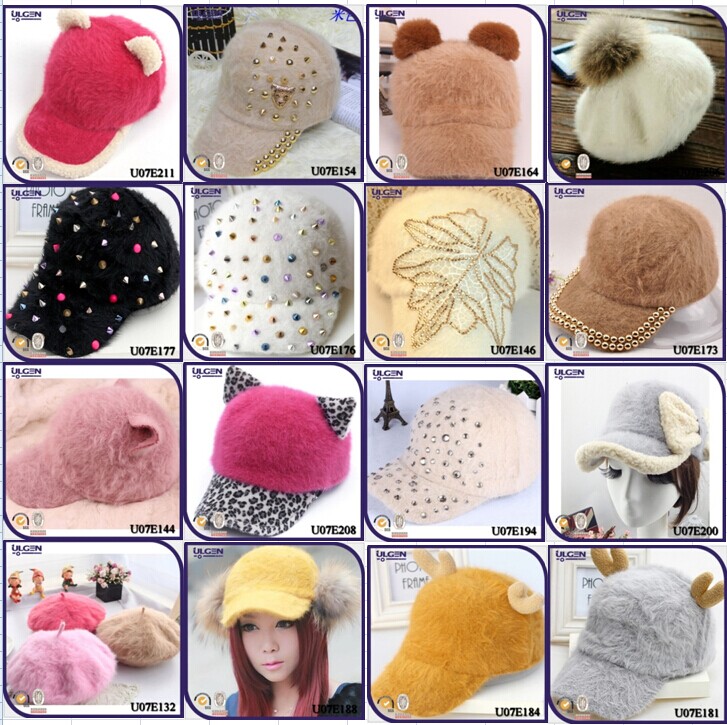 新しいarrivel2014年ウサギの毛高品質のファッションベレー帽の帽子、 女性冬ビーニー帽子、 毛皮冬帽子問屋・仕入れ・卸・卸売り