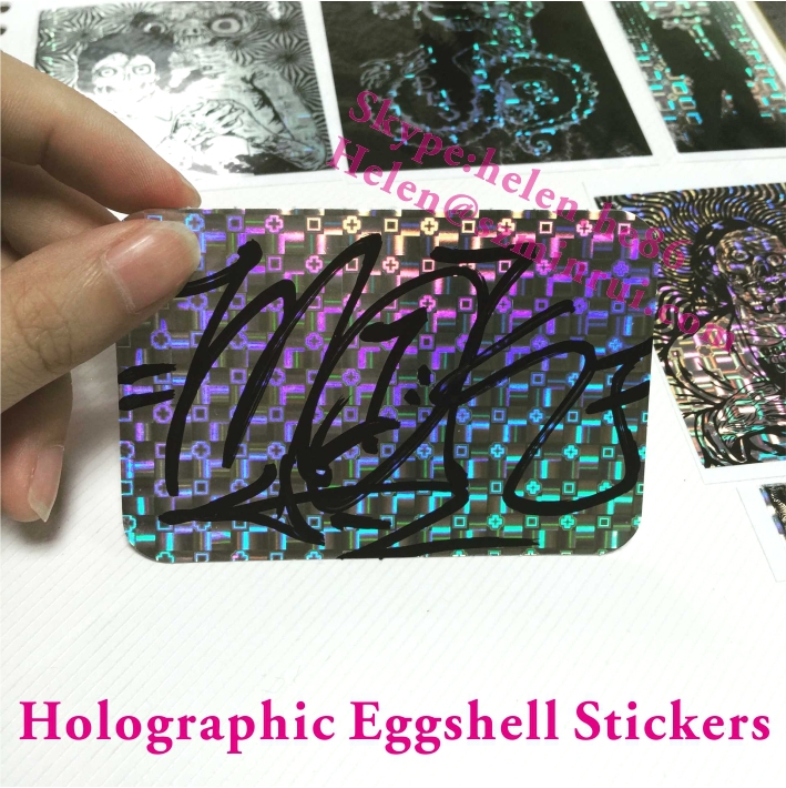 hot sale 3d grid pattens holographic breakable eggshell sticker