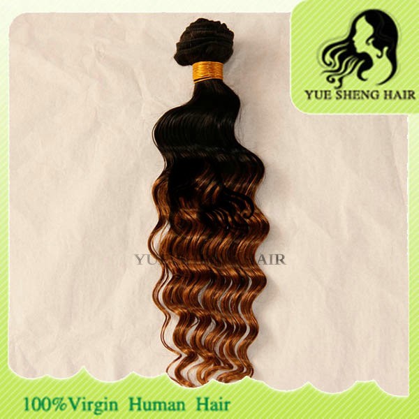ツートン安い100％波人間天然のバージンのremyブラジルの毛のよこ糸問屋・仕入れ・卸・卸売り