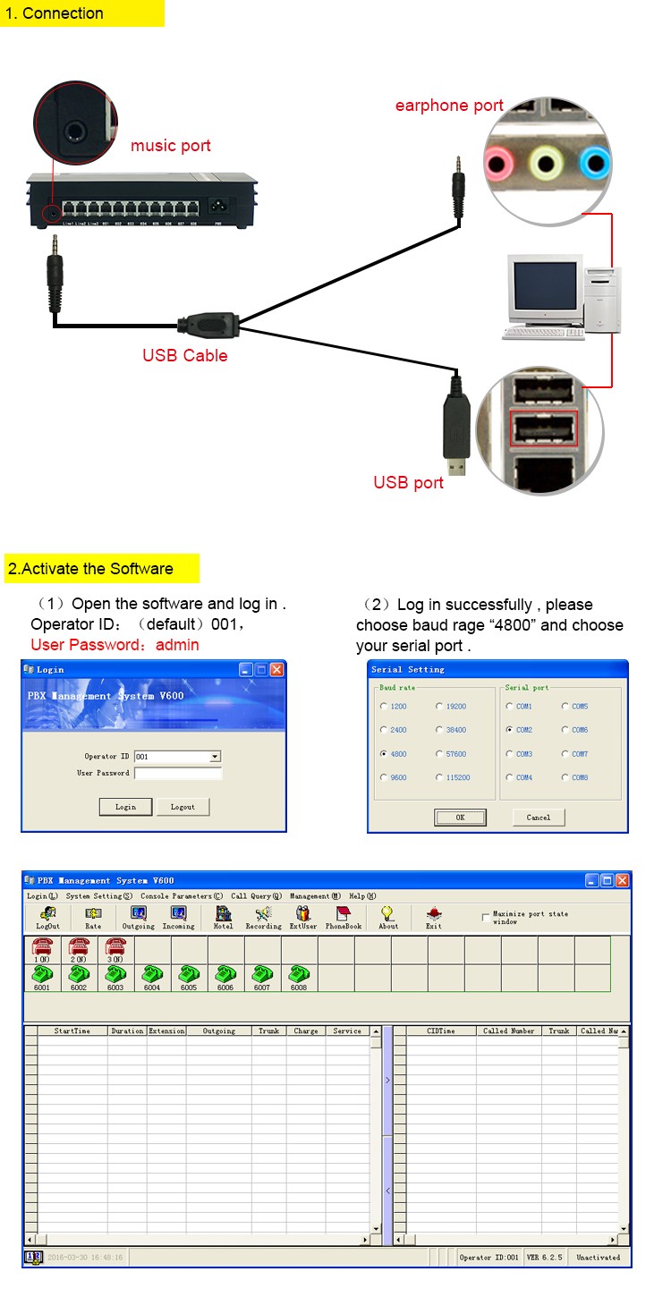 Telephone PBX Centralino Telefonico PABX MK308 Hybrid Key