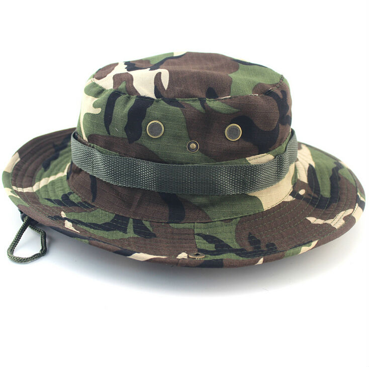 Summer Camouflage Bucket Hat With String Fisherman Cap Panama