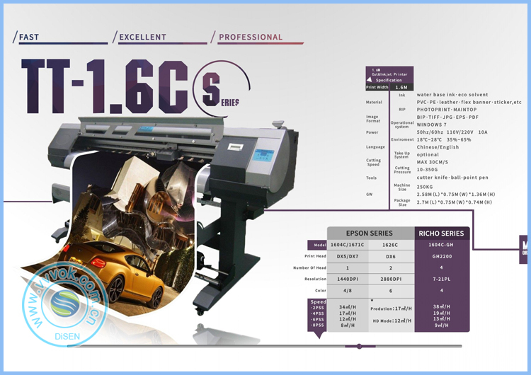 Impresora de vinilo WER-ES1.6 de 5 m / 160 pies Impresora ecológica  solvente