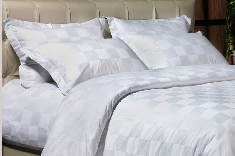 五つ星boyazi高級ホテルの寝具セット4ピース白の格子綿100％問屋・仕入れ・卸・卸売り