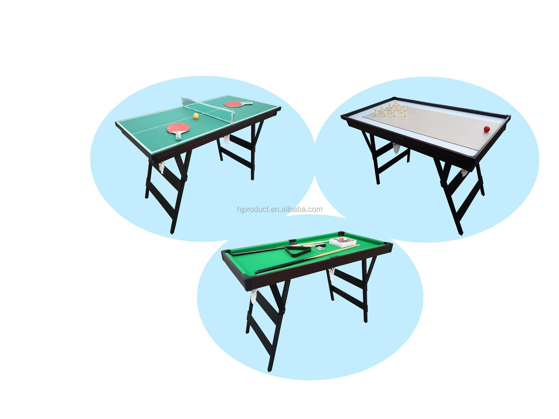 Game table 3 in 1 multi game table with foldable metal legs folding