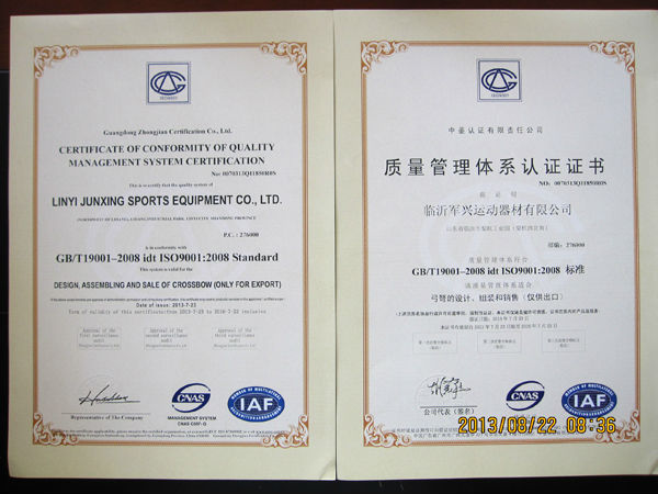 iso9000 quality bow warrienty