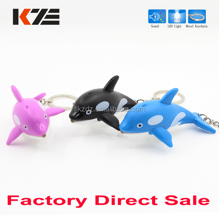 Lovely Killer Whale Shape LED Sound Keychain Aquarium Gift
