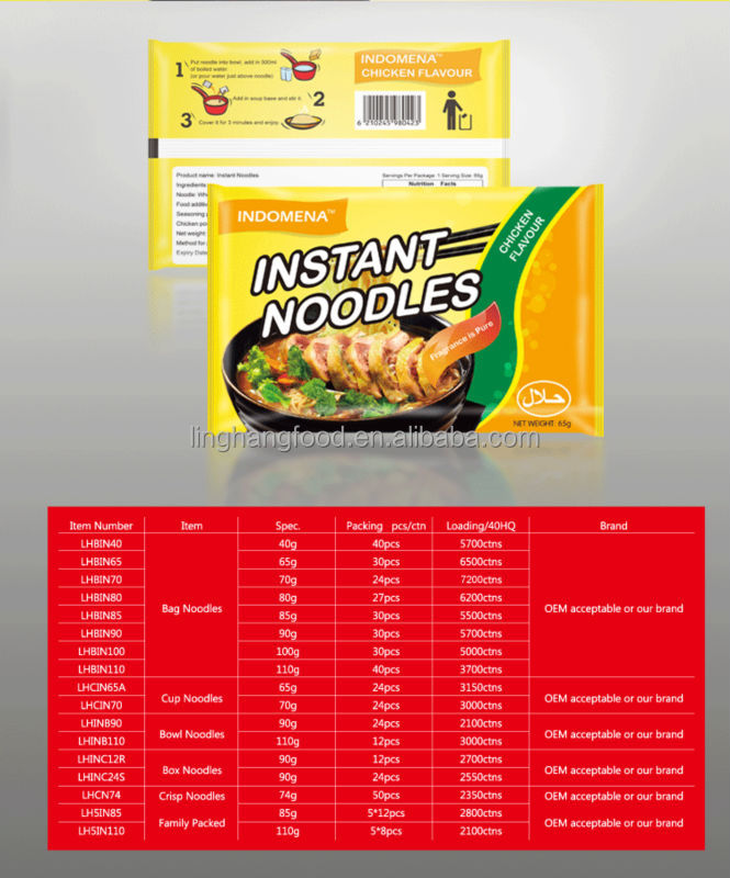 Instant cooking noodle With BRC,Halal certificate