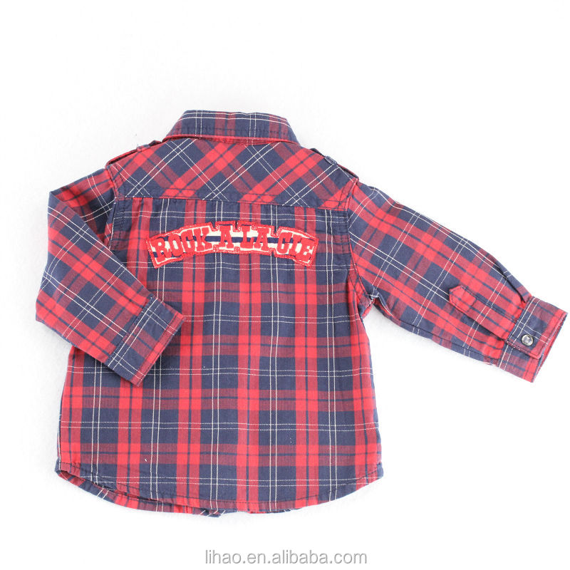 秋薄い男の子のための長い袖の格子縞のシャツ/の子供格子縞のシャツ仕入れ・メーカー・工場