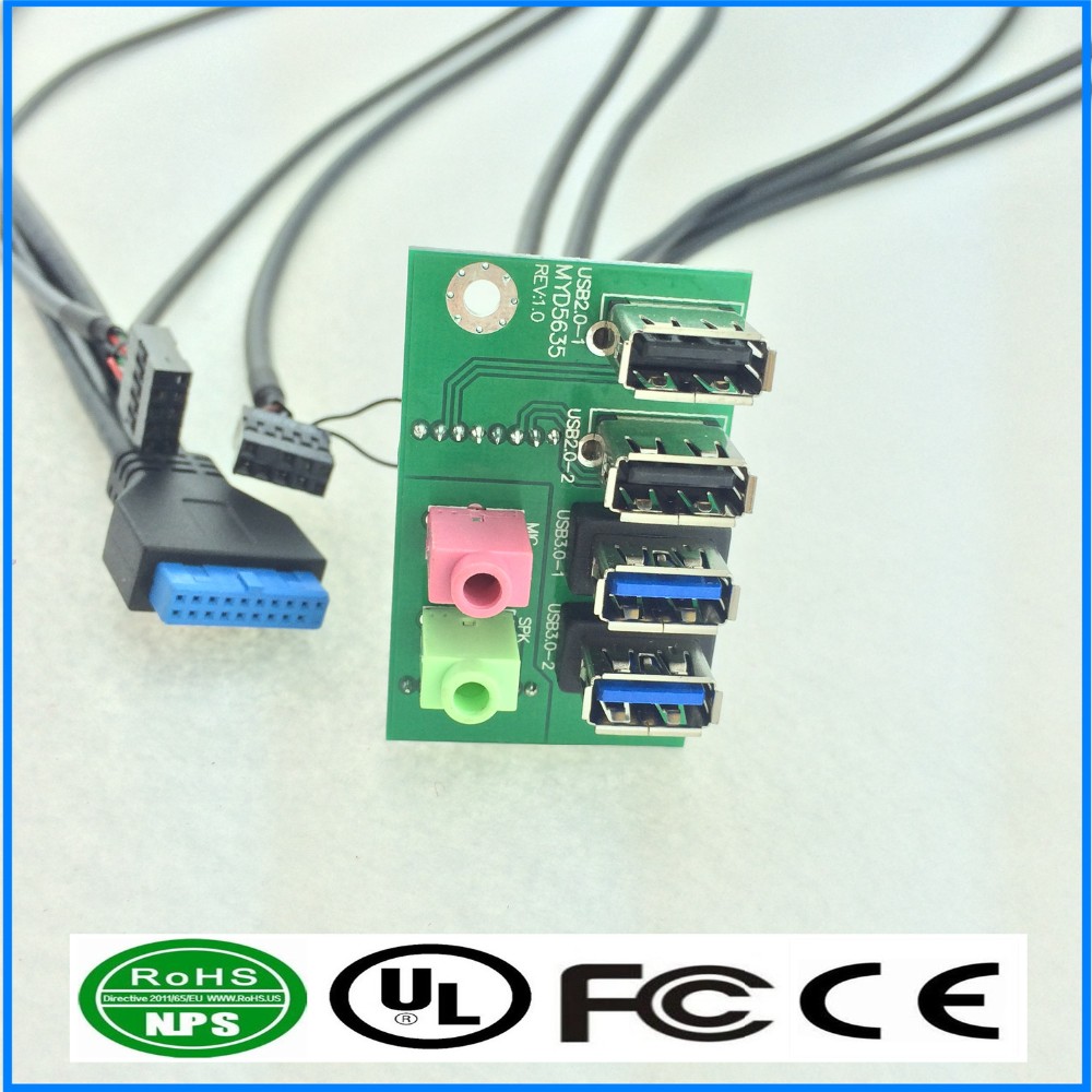 Dual Usb 2.0 + Dual Usb 3.0 Computer Case I/o Front Panel Mount Dual