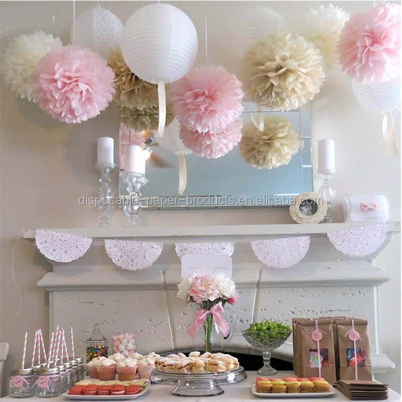 Tissue Paper Pom Poms Decoration Ideas Backdrop Baby Girl Shower