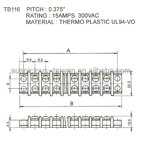 熱可塑性ul94-v015a300vac複列tb14バリアターミナルブロック( tb116f)仕入れ・メーカー・工場