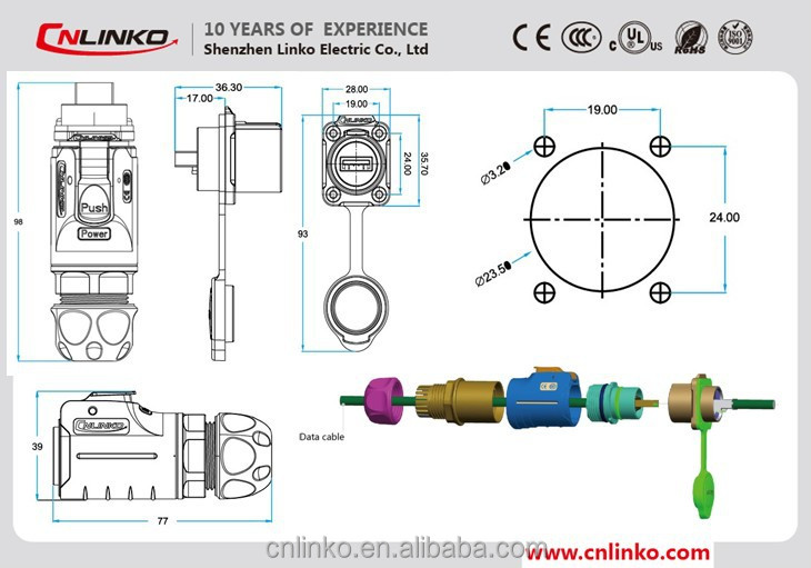 最高の多目的cnl<em></em>inkoip67パネルマウントusbコネクタ仕入れ・メーカー・工場