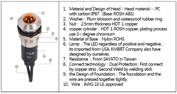 Filn100pcs/bag12mm24vサイズの金属黄色のledパイロットランプワイヤー付き問屋・仕入れ・卸・卸売り