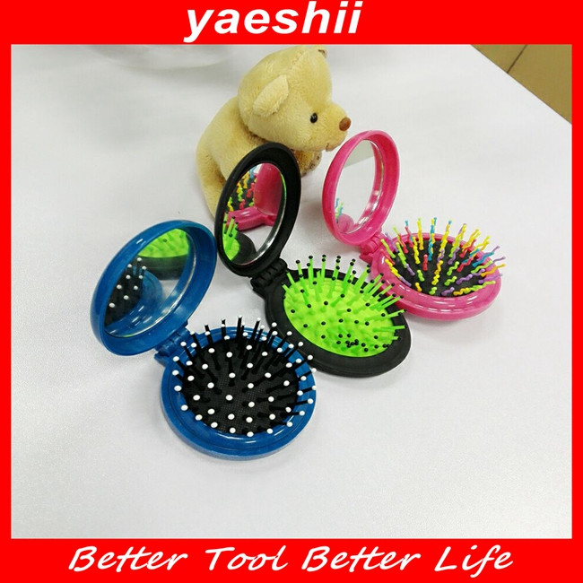 Yaeshii新しい折りたたみヘアブラシ付きミラーコンパクトポケット 問屋・仕入れ・卸・卸売り