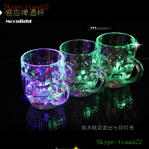 custom plastic led flashing champagne cups with straw