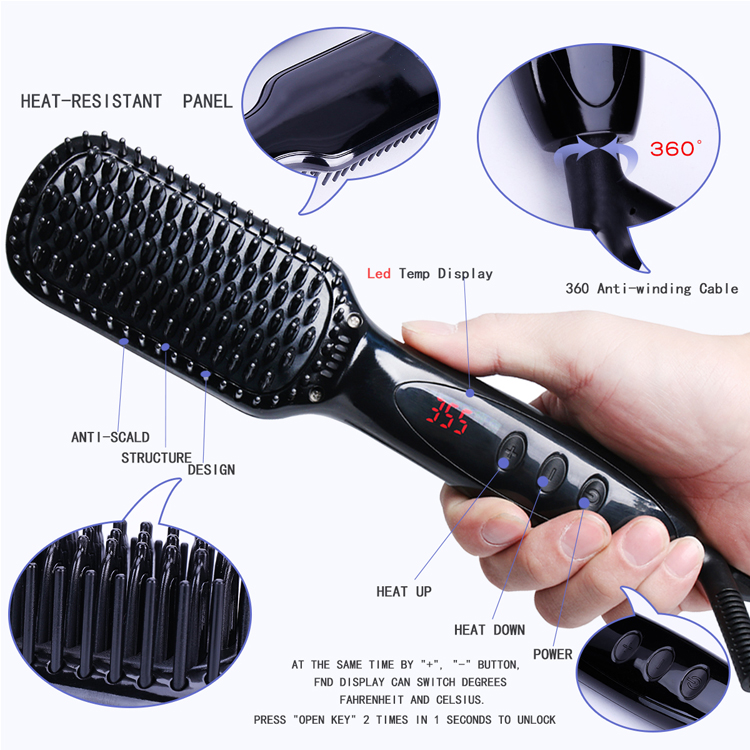 Инструмент красоты золотой керамический выпрямитель rechargeable cordless выпрямитель для волос расческа