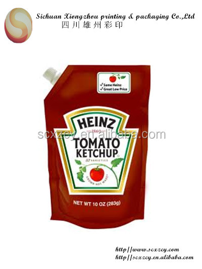 printing standup pouch with spout for chilli sauce