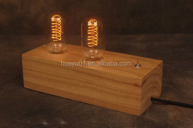 卸売ヴィンテージアンティーク木製テーブルランプエジソンエジソン電球ウッドランプ問屋・仕入れ・卸・卸売り