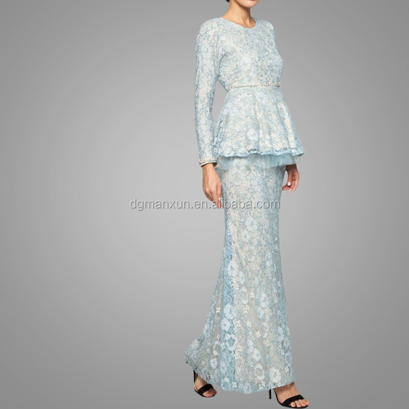 2016 manxun baju kurung high grade peplum mermaid baju kurung modern