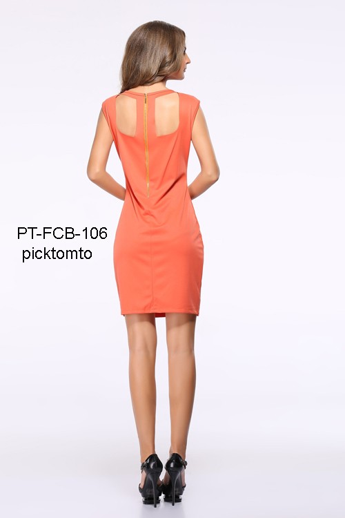 オレンジ色fashionalのデザインドレスオフィスや日常着moq 1ピース仕入れ・メーカー・工場