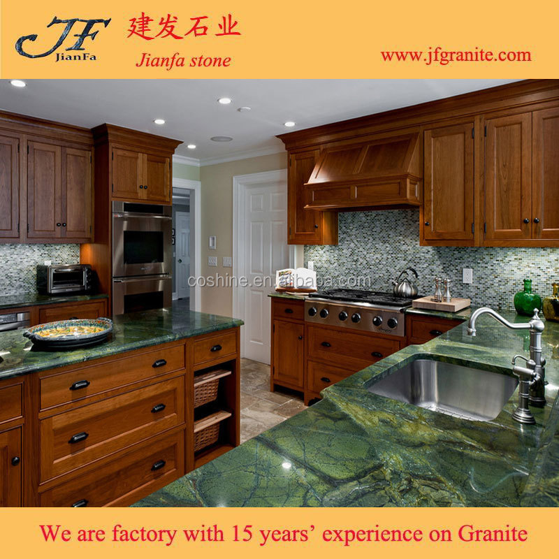Green granite countertop - in traditional kitchen
